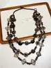 Collar de Múltiples Capas con Botones de Dopamina Estilo Étnico Cadena Larga para Suéter con Colgante de Coco y Madera Estilo Literario Retro para Mujer