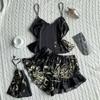 Conjunto de Dos Piezas para Mujer de Tirantes, Bata con Lazo y Camisón, Ropa de Casa, Conjunto de Pijama Fino de Longitud Media, Versátil