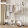 Perchero de Pie para Dormitorio, Uso en Casa, Tendedero de Doble Barra para Interiores, Perchero Multifuncional Móvil