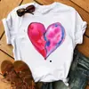 Camiseta de Mujer Maycaur con Estampado de Flores y Corazones de Colores Verano Casual