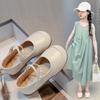 Sapatos de Couro para Meninas 2025 Primavera Novo Estilo Sapatos de Princesa para Crianças Solado Macio Sapatos Individuais Prateados para Meninas Sapatos para Bebês Primavera e Verão