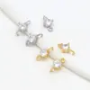 Cobre Ouro Real 18K Micro-Incustado Zircônia Cruz Duplo Pingente Pingente de Abertura Única Pulseira Colar Acessórios de Joias DIY D44