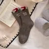 Meias de Lã Grossas Estilo Fair Isle para Outono e Inverno, Meias de Cano Médio com Padrão de Boneco de Neve e Gato em Fio Pontilhado Estilo Japonês, Meias Quentes Largas