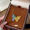Venta al por mayor de Collares para Clavícula de Nuevo Estilo Chino Antiguo Esmalte Azul Esmalte Filigrana Cielo Estrellado Estilo Palacio de Mariposas de Tiendas de Oro