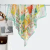 Estilo chino estilo pintura al óleo camelia moderno gasa 90 pañuelo cuadrado grande bufanda de seda para mujer bufanda de primavera y otoño con temperamento para combinar con camisa chal