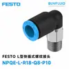 FESTO Accesorio roscado de conexión rápida tipo L NPQE-L-R18-Q8-P10 conexión de tubería industrial original