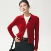 Novo Cardigã de Cashmere Feminino Outono 2026 com Design Vazado, Suéter Vazado Tricotado com Gola Polo