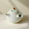 Tetera Japonesa con Mango Lateral de Caqui Pintada a Mano Juego de Té Kung Fu para Uso en Casa con Filtro de Agujero de Bola, Tetera Pequeña de Mano