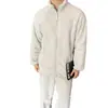 4007 Coral Fleece Cuello Alto con Cremallera Engrosado Pijama para Hombre Invierno Forro Polar Cálido Ropa de Casa Conjunto de Dos Piezas para Usar al Aire Libre