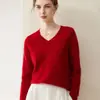 Nuevo suéter de punto de cachemira pura para otoño e invierno, jersey holgado para mujer, top básico versátil de color liso