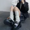 Meias Lolita Estilo Japonês Menina Lolita Branco Tricotado Atoalhado Meias Outono e Inverno Coberturas de Pernas Jk Joelheiras Coberturas de Panturrilha