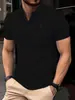Camisa Polo Blanca Estilo Business Urbano con Adorno de Bordado en Forma de T, Polo de Manga Corta de Botón para Hombre Ajustado de Secado Rápido