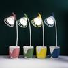 Nova luminária de mesa LED touch simples com porta-canetas duplo, lâmpada de cabeceira de quarto economizadora de energia, carregador USB multifuncional, luz noturna