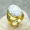 Haiteng acero de titanio fundición joyería tendencia europea y americana multicolor gema ovalada anillo de acero inoxidable para hombre venta al por mayor