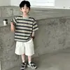 Ropa para niños para niños, traje de verano de manga corta modelo nuevo 2026, atuendo de verano elegante y moderno para niños mayores