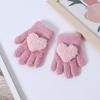 Novas luvas infantis de pelúcia outono e inverno quente amor coreano Five-Finger Set para meninos e meninas luvas de bebê 2-4 anos de idade