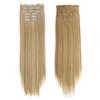 Juego de 6 piezas de extensión de cabello con clip Europa y América pieza de peluca de 16 tarjetas pieza de peluca de cabello largo y lacio para mujer pieza de extensión sin costuras