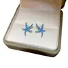 Aretes Flor de Cristal Azul Aguja de Plata, Aretes Dulces Estilo Vacaciones en la Costa, Aretes Simples y Versátiles con un Diseño Único