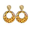 Pendientes Asimétricos Exagerados con Forma de Gota Estilizados Creativos Retro Europeos y Americanos Oro de 18 Quilates Que No Se Desvanecen Estampado de Leopardo Nicho