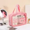 Bolsa de Tocador Transparente, Bolsa de Almacenamiento de Cosméticos de Viaje de Gran Capacidad, Bolsa de Tocador Portátil de PVC, Bolsa de Almacenamiento de PVC para Mujer