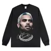 Sudadera con estampado de personaje de Chris Brown, marca de moda americana de alta calle para otoño e invierno, sudadera con capucha extragrande de algodón 100% de 420G