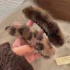 Pinza de Pelo de Felpa con Estampado de Leopardo Estilo Coreano para Mujer, Pinza Banana para Cola de Caballo Alta, Pasador para Moño, Nuevo Accesorio de Pelo de Invierno
