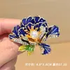 Broche Peônia Esmaltado Estilo Chinês Retro Feminino de Alta Qualidade para Hanfu Cheongsam Acessórios Exquisitos Alfinete Elegante