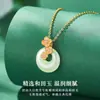 Nuevo Collar de Flor de Durazno de Jade Hetian Natural Estilo Chino para Mujer Moda Plata S925 Hebilla de Seguridad Colgante Cadena para Clavícula para Novia