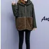 Chaqueta de lana de cordero con costuras de algodón y lana, invierno, nueva, con capucha, abrigo de lana grueso, abrigo acolchado a cuadros para mujer