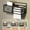 Caja de papel higiénico, portarrollos de baño impermeable sin taladro, caja de almacenamiento de pared para papel higiénico