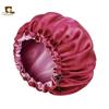 Gorro de noche de satén doble ajustable con encaje, gorro de ducha, gorro para salón de belleza, gorro para permanente TJM-256D