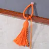 Chaveiro de borla de fio de algodão torcido à mão estilo Xizang, fivela de anel de franja tecida, acessórios de brocado Song DIY, pingente de bolsa com contas
