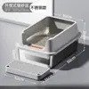 Bandeja para gatos de acero inoxidable semi-cerrada extragrande, inodoro para gatos con valla alta anti-salpicaduras, suministros para mascotas al por mayor