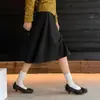 Diseño creativo: zapatos de tacón únicos transformados en botines~Otoño/Invierno 2026 botines apilados de tacón bajo grueso, con punta cuadrada, decorados con lazo, para mujer, piel genuina