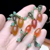 Colgante Pequeño de Agata Roja con Vaina de Loto al por Mayor para Fabricantes, Colgante de Accesorios DIY Tejido a Mano de Calcedonia Amarilla con Brote de Magnolia