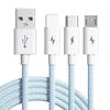 Cable de Carga Rápida Uno a Tres de 66W Trenzado Macaron Tres en Uno Cable de Datos Adecuado para Cable de Carga para Teléfono Móvil Apple y Huawei
