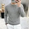 Nuevo Suéter de Cuello Redondo Estilo Old Money para Hombre, Moda Otoño e Invierno Cómodo Tejido de Punto de Color Sólido, Top Básico Holgado Casual