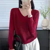 Suéter de Tricô Gola V Vazado de Manga Longa Estilo Old Money para Mulheres, Outono 2026, Único, Bonito, Emagrecimento, Peça de Sobrepor, Top Falso de Duas Peças