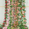 Colgante de pared de enredadera de rosas artificiales, flor de seda con 45 flores, enredadera decorativa de flor de cerezo, decoración artificial de flor en el techo, enredadera de planta artificial