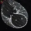 Diadema de Novia de Comercio Exterior Tocado Retro Misterioso Diadema con Máscara de Malla Hueca de Perlas Accesorios para el Cabello de Performance de Bola JM23