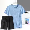 Conjunto curto camuflado de seda gelada secagem rápida para mulheres Verão novo esportivo casual proteção UV elástico respirável fitness corrida