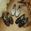 ¡Plantillas de Lujo Estampadas con una Sensación Genial! Mocasines para Mujer Estilo Nuevo 2024 Hechos de Piel de Vaca de Primera Capa, Suela Plana, Adecuados para Todas las Estaciones