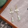 Nuevos Pendientes Colgantes con Borla de Diamante en Forma de Abanico de Hoja de Bambú de Estilo Chino Nacionales Modernos Vintage Ligeramente Lujosos Frescos para Mujer