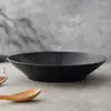 Plato Redondo de Plástico Negro Transfronterizo de 23 cm con Patrón de Piedra Profundizado Plato Doméstico para Frutas y Verduras Plato para Empanadillas Plato de Plástico para Comedor Venta al por Mayor