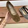 Zapatos de tacón de noche de temporada para el primer encuentro 2026 Otoño Retro coreano Lunares Lazo Punta cuadrada Bailarinas poco profundas