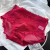 [Rojo Ancola] 880# Ropa Interior Roja Grande de Año Nuevo Malla de Encaje Seda de Hielo Ropa Interior Roja