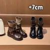 Hebilla de Cinturón Parche Oculto para Aumentar la Altura Botines Patchwork Botas de Motocicleta de Moda con Pliegues Botas de Montar de Caña Corta Versátiles para Mujer Otoño