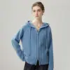 Moda Otoño/Invierno 2026 Nuevo Suéter de Punto con Capucha y Doble Cremallera de Mezcla de Cachemira para Mujer, Adelgazante, Color Sólido