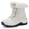 Botas de nieve cálidas de invierno nuevas, de caña alta, a la moda, talla grande, forradas de felpa, botas para mujer, senderismo al aire libre, estilo de pareja, zapatos de montañismo modernos