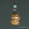 Sándalo Verde Gato Tallado Lindo Dibujo Animado Madera Llavero Colgante para Hombres y Mujeres Pareja Cadena para Teléfono Móvil Accesorios